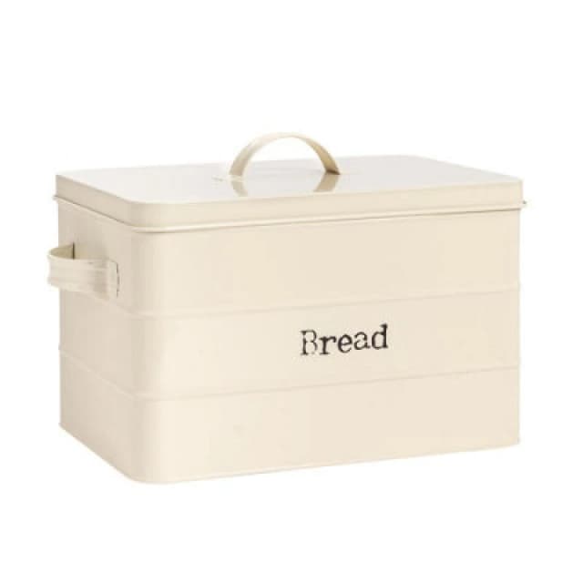 Harbour Housewares Kitchen Bread Bin - 40Cm - Cream - Vintage Metal Storage Caddy Tin Canister