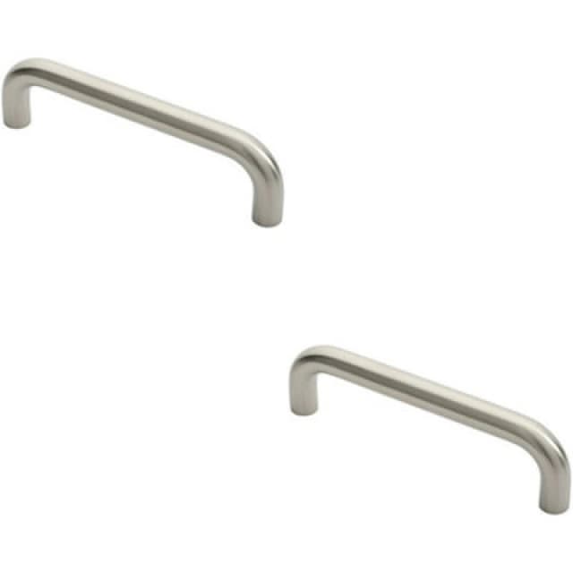 Loops 2x Round D Bar Pull Handle 22mm Dia 225mm Fixing Centres Satin Stainless Steel Metallics unisex