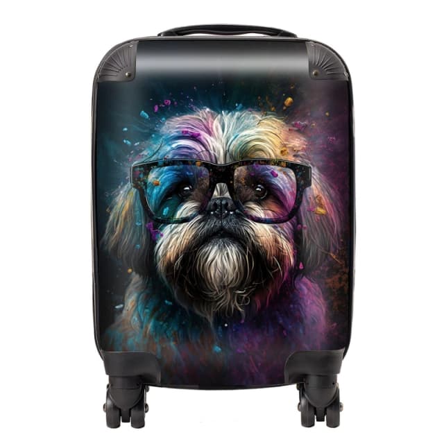 Warren Reed - Designer Lharsa Apso Dog Face Splashart Suitcase Size: Large Multicolor Unisex Large