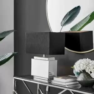 Furniture Box SAANVI Mirror and Black Shade Table Lamp Light