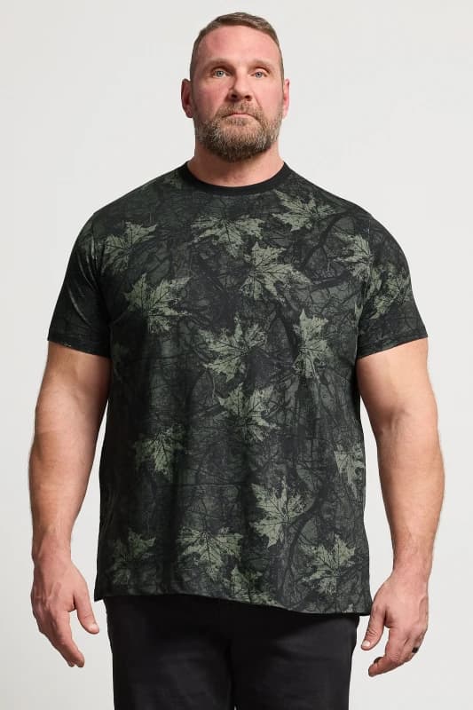 BadRhino BadRhino Men Camouflage Leaf Print T-Shirt in Green Size: 3X-Large Green XXXL Male 5063589044211