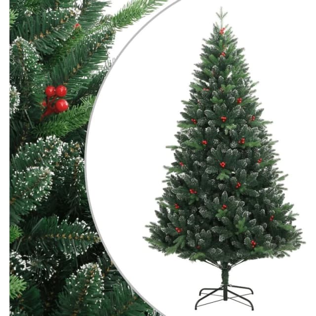 VIDAXL Artificial Hinged Christmas Tree with Red Berries 180cm Vidaxl 356733