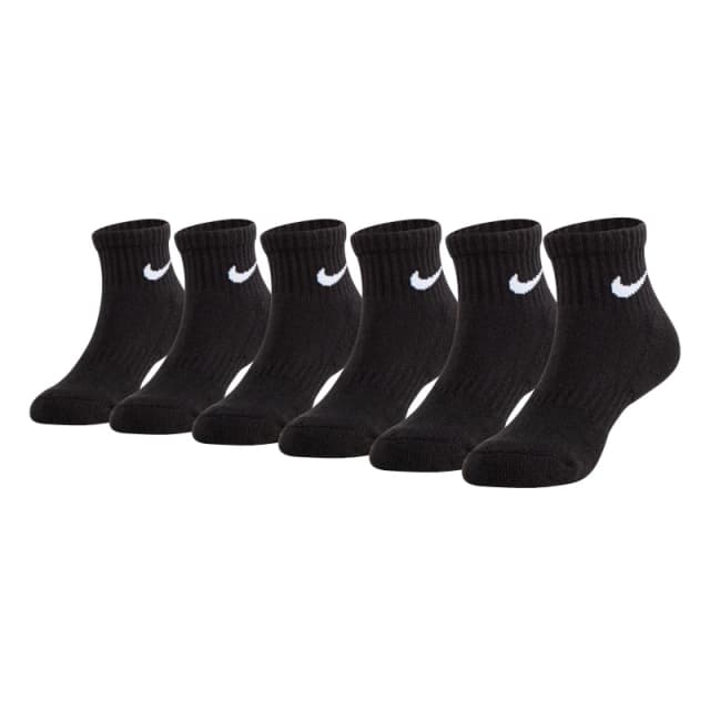 Nike Swoosh Performance Quarter Sock 6 Pack Childrens - Black C8 - C13