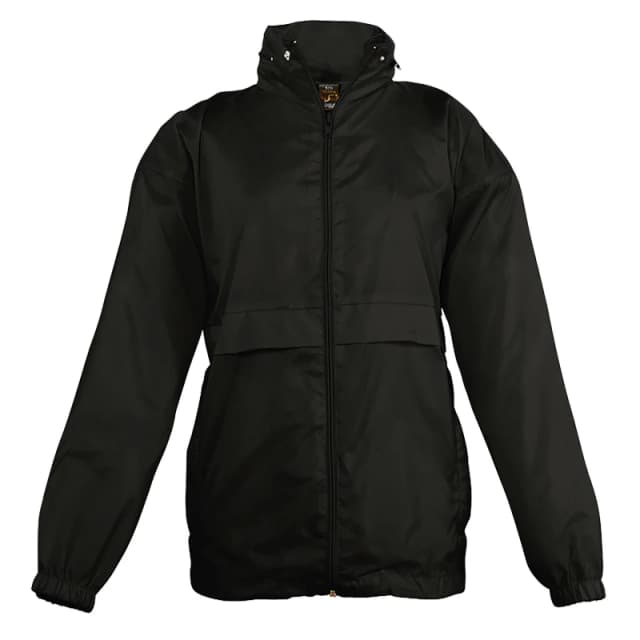 SOL'S Surf Windbreaker Jacket (Water Resistant & Windproof) in Black Size: 13 Years Black Unisex 13 Years