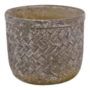 Weave Effect Cement Pot, Medium, 19cm diameter