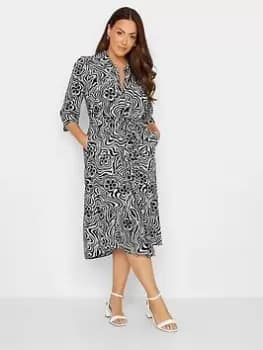 M&Co Abstract Button Through Tie Belt Dress