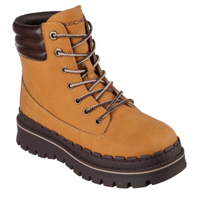 Skechers Womens Jammers Flat Ankle Boots Wheat Leather female 2 (35)