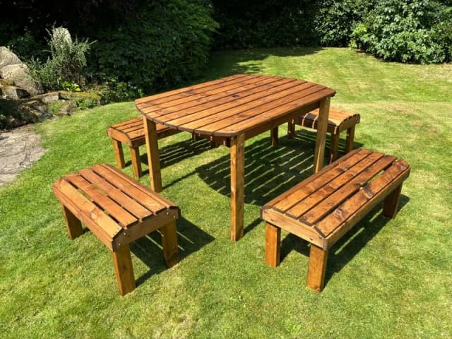 Charles Taylor Trading Knights Six Seater Rectangular Table Set in Brown Brown Unisex