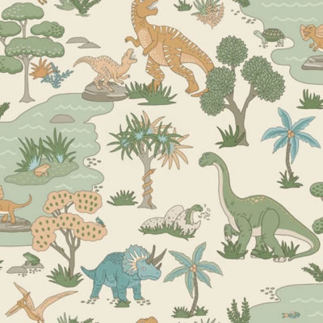 Holden Decor Dino Zoo Wallpaper Cream / Multi Holden 14012