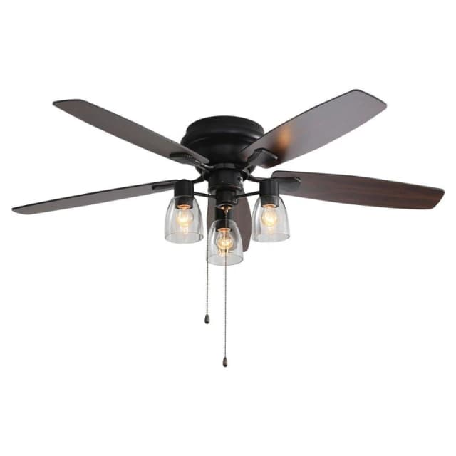 Kabinet UK 52-inch Low Profile Ceiling Fan Light with Remote Black unisex One size