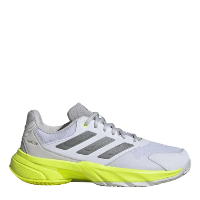 adidas Womens Courtjam Control 3 Clay Court Tennis Shoes White/Met/Lemon female 3.5 (36)