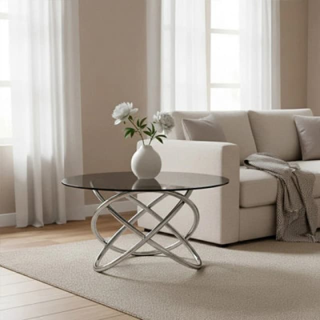 Premier Housewares Smoked Glass Top End Table Grey