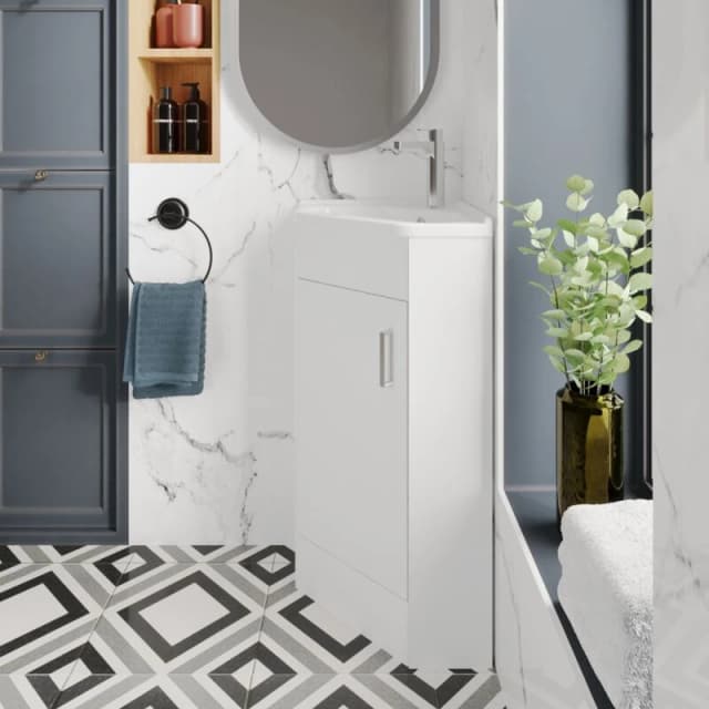Mayford 1 Door Corner Vanity Unit with Basin Gloss White