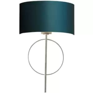 Merano Trento Wall Lamp Antique Silver Leaf & Teal Satin Fabric