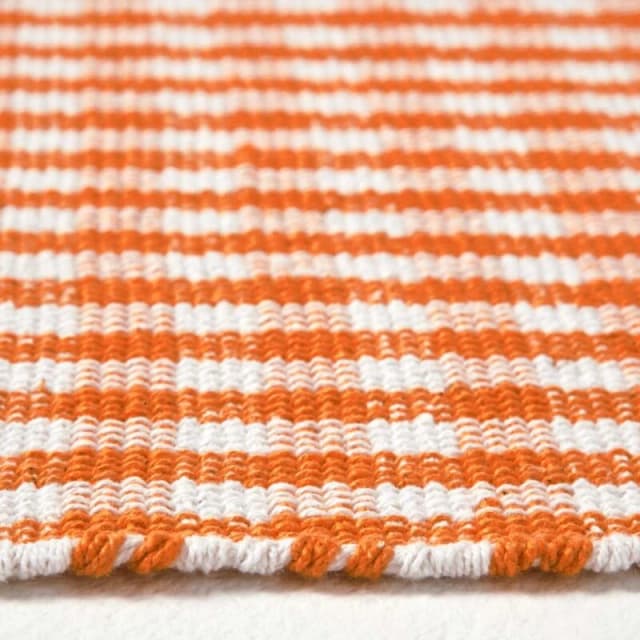 Homescapes Cotton Gingham Check Rug Hand Woven Orange White, 110 X 170 Cm