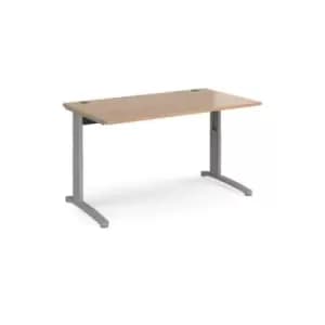 Office Desk Wheelchair Friendly Rectangular Desk 1400mm Beech Tops With Silver Frames TR10