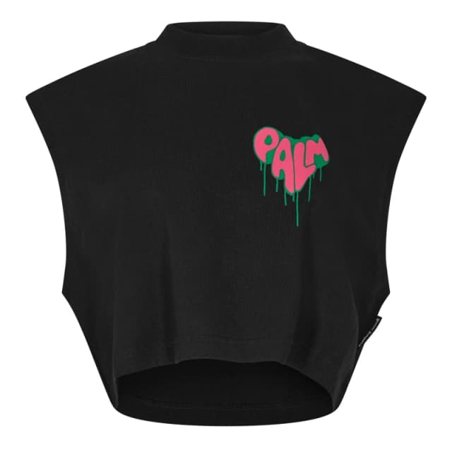 Palm Angels Womens Cropped T-Shirt Black Fuchsia female 12 (M)