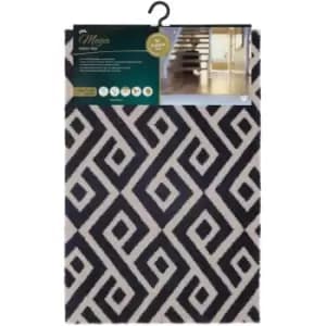 Mega Highly Absorbent Machine Washable Door Mat, Geo Design, Blue/Cream
