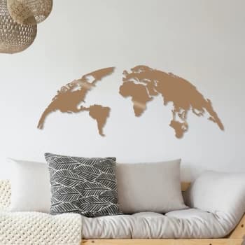 World Map Large - Copper Copper Decorative Metal Wall Accessory