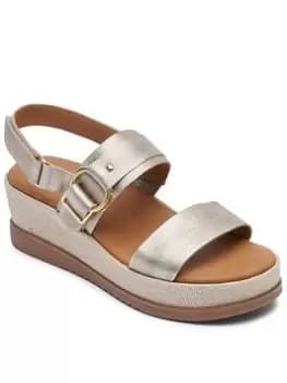 Rockport Delanie Piece Sling Taupe Metallic Leather, Beige, Size 3, Women