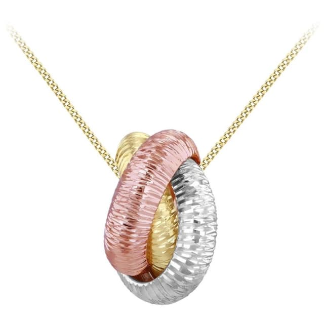 Be You 9ct Gold Diamond Cut Knot Necklace Yellow White An female 20in