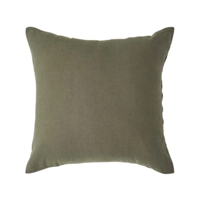 Homescapes European Linen Pillowcase, 60 x 60cm Khaki