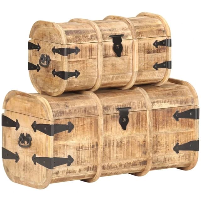 VIDAXL Storage Chests 2 Pieces Solid Mango Wood vidaXL 8720286110720