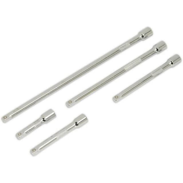 Loops 5 Piece Knurled Extension Bar Set - 1/4" Sq Drive - Spring-Ball Socket Retainer Multi
