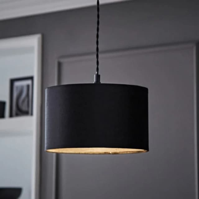 ValueLights Reni Black Velvet Drum Ceiling Lamp Shade Black