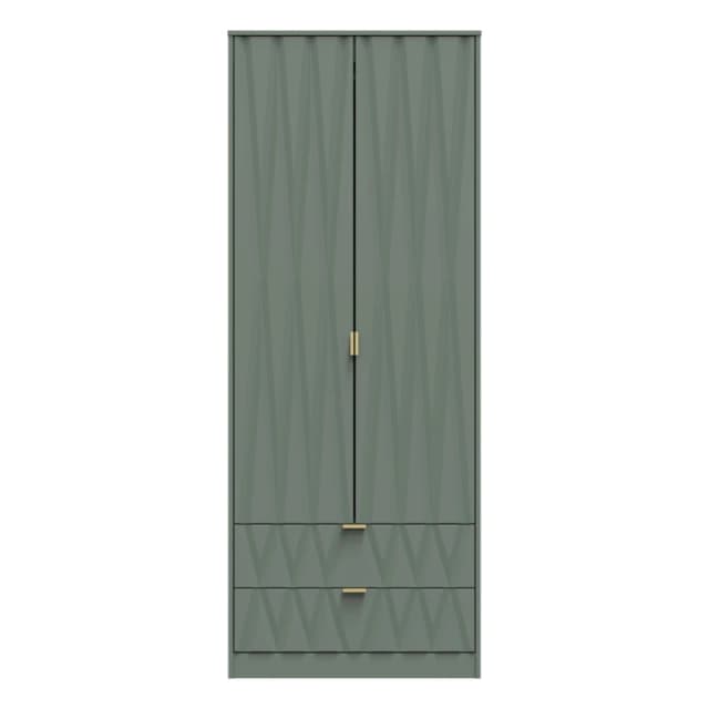 Ready Assembled 2 U Dallas 2 Door 2 Drawer Wardrobe (Ready Assembled) in Pale Green Size: Large Pale Green Unisex Large