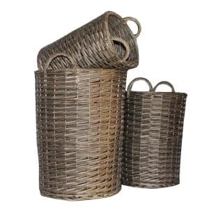 Charles Bentley Willow Wicker Round Storage Basket - Brown