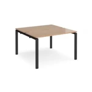 Bench Desk 2 Person Rectangular Desks 1200mm Beech Tops With Black Frames 1200mm Depth Adapt