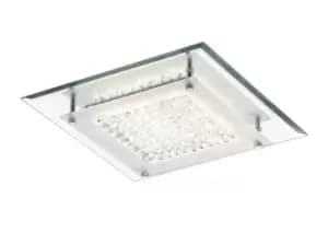 Gina LED Flush Ceiling Light, 280mm Square, 12W 960lm 4000K Polished Chrome, Crystal