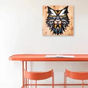Cat Multicolor Decorative Wooden Wall Accessory