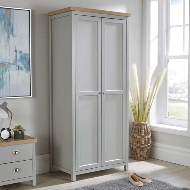 Home Source Avon 2 Door Bedroom Wardrobe Storage Unit Grey