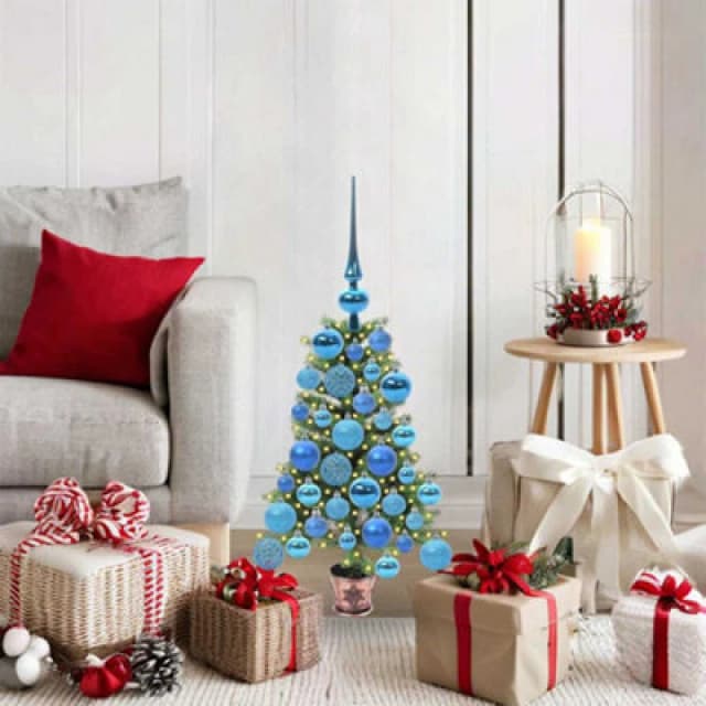 vidaXL Christmas Tree with 150 LEDs with Stand, Blue Balls Green 65cm PE, Green 3396298