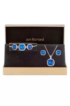 Silver Plated And Bermuda Blue Trio Set - Gift Boxed