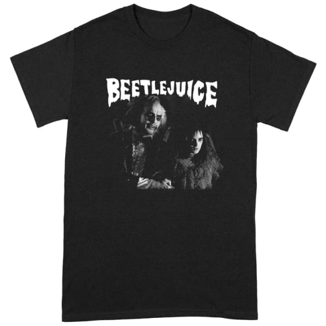 Beetlejuice Beetlejuice Men Monochrome T-Shirt in Black Size: Small Black S Male 5059958514645