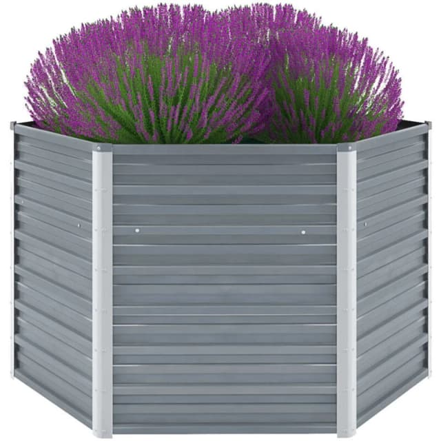 VIDAXL Garden Raised Bed Galvanised Steel 129x129x77cm Grey Vidaxl 44856