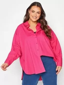 Yours Oversized Poplin Shirt Pink, Size 16, Women