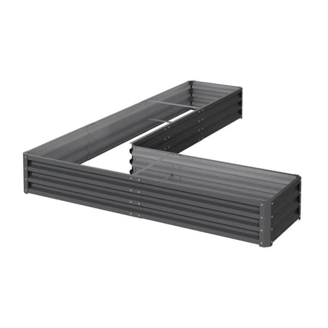 Breeins Grey L-Shaped Galvanized Steel Raised Garden Bed Grey unisex One size