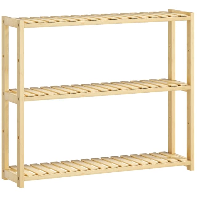 HOMCOM 3-Tier Bamboo Bathroom Storage Shelf with Adjustable Rack - Natural TJ Hughes 5063603385368