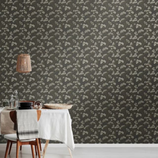 Hoopla Walls Elderflower Trail - Charcoal 10M Wallpaper