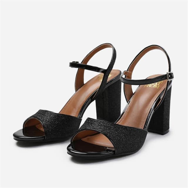 Where's That From 'Florence' Mid High Heels With Ankle Strap Black