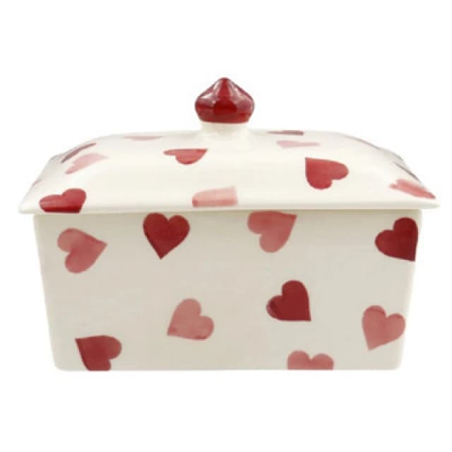 Butter Dish: Emma Bridgewater Pink Hearts Butter Dish, Ceramic