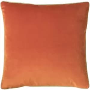 Furn Cohen Faux Velvet Piped Edge Cushion Cover, Tangerine, 50 x 50 Cm