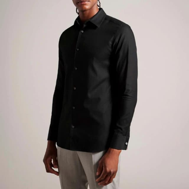 Ted Baker Lecce Long Sleeve Textured Stripe Shirt - Black S