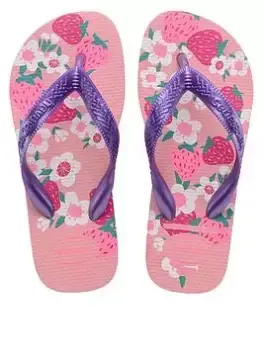 Havaianas GIRLS KIDS FLORES FLIP FLOP SANDAL, Pink Multi, Size 12 Younger