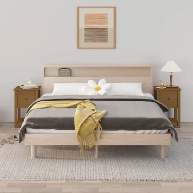 Vidaxl Bedside Cabinets 2 Pcs Honey Brown 40X35X61.5Cm Solid Wood Pine, Brown 821736