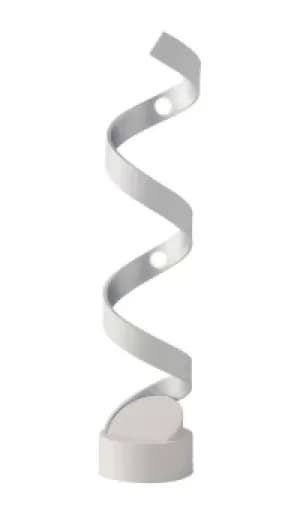 Helix Integrated LED Swirl Effect Table Lamp, White, Silver, 4000K